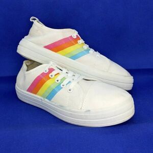 Sole Mates Women's Pre-owned Rainbow Striped Canvas Sneakers - sz. 7/8